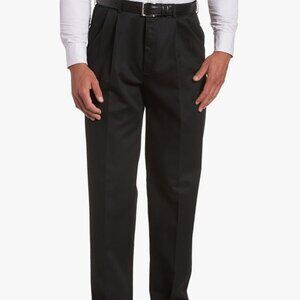 HAGGAR MEN'S WORK TO WEEKEND HIDDEN EXPANDABLE WAIST CLASSIC FIT PLEATED FRONT